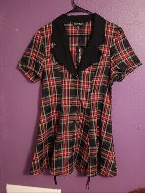 CURRENT MOOD Plaid Button Up Dress NWT